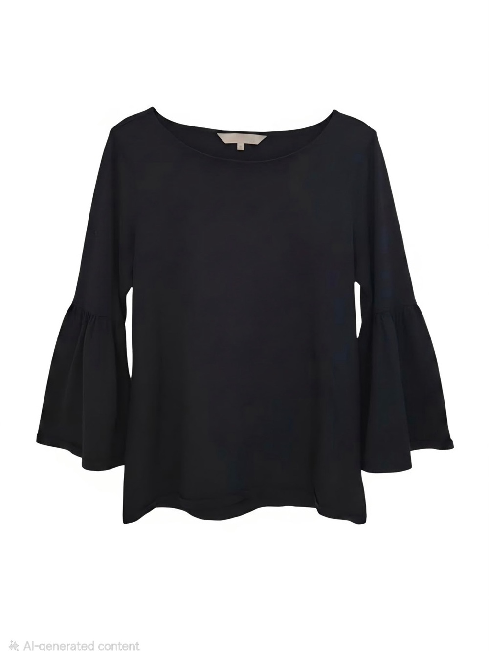 Women's Navy Bell Sleeve Top - Classic Boat Neck